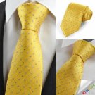 Blue Checked Tulip Yellow Golden Men's Tie Necktie Wedding Holiday Gift KT0023