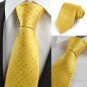 Blue Checked Tulip Yellow Golden Men's Tie Necktie Wedding Holiday Gift KT0023