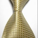 New Light Golden Checked JACQUARD WOVEN Men's Tie Necktie
