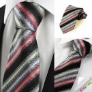 New Striped Pink Grey Black Men's Tie Necktie Wedding Party Holiday Gift #1041
