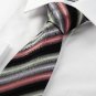 New Striped Pink Grey Black Men's Tie Necktie Wedding Party Holiday Gift #1041