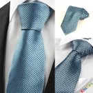 Striped Teal Blue Men's Tie Formal Business Necktie Wedding Holiday Gift #0023
