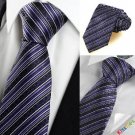 Purple Flora Pattern Striped Men's Tie Necktie Formal Wedding Holiday Gift KT0036