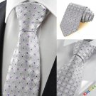 Purple Silver Grey Flora Checked Men's Tie Necktie Wedding Holiday Gift KT0072