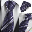 Purple Paisley Striped Men' Tie Necktie Luxury Wedding Party Holiday Gift KT0019