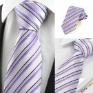 Black Striped Violet JACQUARD Men's Tie Necktie Wedding Party Holiday Gift #0008
