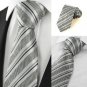 New Striped Grey Black Classic Mens Tie Necktie Wedding Party Holiday Gift #1049