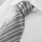 New Striped Grey Black Classic Mens Tie Necktie Wedding Party Holiday Gift #1049