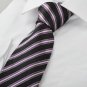 New Striped Purple Black JACQUARD Men's Tie Necktie Wedding Holiday Gift #1023