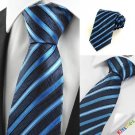 New Striped Navy Blue JACQUARD Men's Tie Necktie Wedding Party Friend Gift #0005