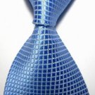New Blue Checked JACQUARD WOVEN Men's Tie Necktie