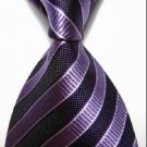 New Black Purple Striped Classic Woven Man Tie Necktie Holiday Gift #3007