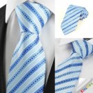 Classic Striped Baby Blue JACQUARD Men's Tie Necktie Wedding Holiday Gift #0028