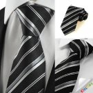 New Striped Grey Black Classic Formal Men's Tie Necktie Wedding Party Gift #1036
