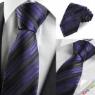 New Striped Purpe Black Mens Tie Necktie Formal Wedding Party Holiday Gift KT0012