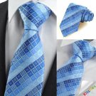 New Blue Checked Mens Tie Suit Necktie Formal Wedding Holiday Special Gift KT0049