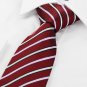 Luxury Striped Dark Red Men's Tie Necktie Wedding Occasion Holiday Gift #0014