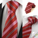 New White Black Striped Red Men's Tie Necktie Wedding Party Holiday Gift #1047