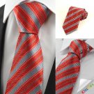 New Striped Red JACQUARD Men's Tie Necktie Wedding Party Holiday Prom Gift#0011