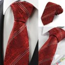 Red Scarlet Lovely Paisley Striped Men Tie Necktie Wedding Valentines Gift KT0021