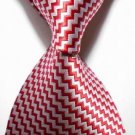 New Checked White Red JACQUARD WOVEN Men's Tie Necktie #3018