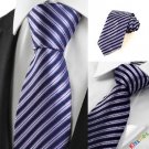 New Striped Violet Black Formal Men Tie Necktie Wedding Party Holiday Gift #1009