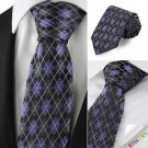 Diamond Pattern Purple Black Mens Tie Formal Necktie Wedding Holiday Gift KT1059