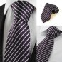 New Striped White Purple Black Mens Tie Necktie Wedding Party Holiday Gift #1038