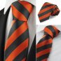 New Striped Orange Black Mens Tie Suit Necktie Wedding Party Holiday Gift KT1026