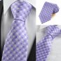 Lilac Purple Violet Cross Checked Pattern Men Tie Necktie Formal Suit Gift KT0039