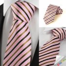 New Striped Brown Pink Men's Tie Suit Necktie Wedding Party Holiday Gift #1035
