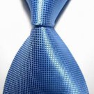New Solid Blue Checked JACQUARD WOVEN Men's Tie Necktie