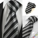 New Striped Grey Black Classic Mens Tie Necktie Wedding Party Holiday Gift #1037