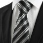 New Striped Grey Black Classic Mens Tie Necktie Wedding Party Holiday Gift #1037