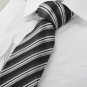 New Striped Grey Black Classic Mens Tie Necktie Wedding Party Holiday Gift #1037
