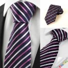 New Striped Purple White JACQUARD Men's Tie Necktie Wedding Holiday Gift #0020