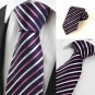 New Striped Purple White JACQUARD Men's Tie Necktie Wedding Holiday Gift #0020
