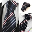New Red White Striped Black Men's Tie Necktie Wedding Party Holiday Gift #1055