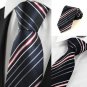 New Red White Striped Black Men's Tie Necktie Wedding Party Holiday Gift #1055