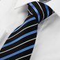 New Striped Blue Black JACQUARD Men's Tie Necktie Wedding Holiday Gift #1059