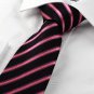New Pink Striped Black JACQUARD Men Tie Necktie Wedding Party Holiday Gift #1007