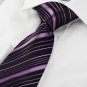 New Purple Striped Black Formal Business Men's Tie Necktie Wedding Gift #1053
