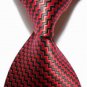New Checked Black Red JACQUARD WOVEN Men's Tie Necktie #3017