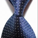 New Navy Dark Blue Crossed JACQUARD WOVEN Men's Tie Necktie