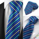 New Striped Blue Black White Mens Tie Necktie Formal Wedding Holiday Gift KT1055