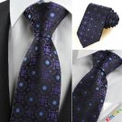 Purple Black Bohemian Floral Checked Fashion Mens Tie Necktie Holiday Gift KT0100