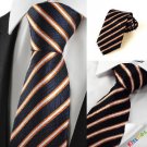 Luxury Silver Striped Black Formal Men's Tie Necktie Wedding Holiday Gift #1006