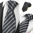Striped Gray Black JACQUARD Men's Tie Necktie Wedding Party Holiday Gift #0015