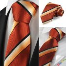 Striped White Orange Black Mens Tie Necktie Formal Wedding Holiday Gift KT1028