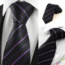 New Purple Striped Black Men's Tie Necktie Wedding Party Holiday Prom Gift #1040